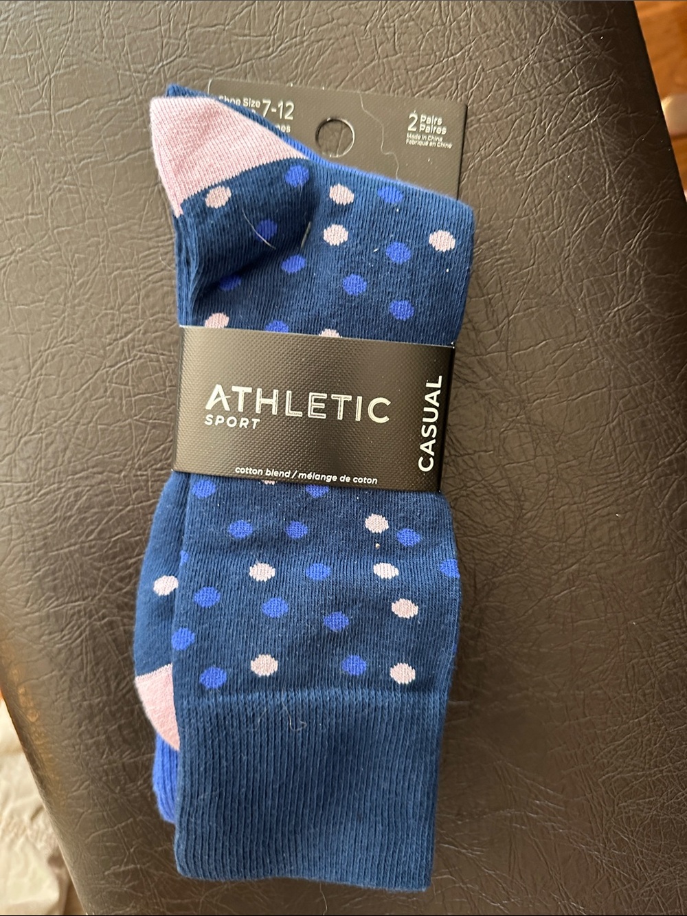 2 Pairs - Men’s Casual Socks - Blue/Pink + Purple